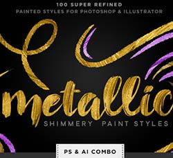 金属涂料纹理预设：Shimmery Metallic Paint Styles Ps+Ai